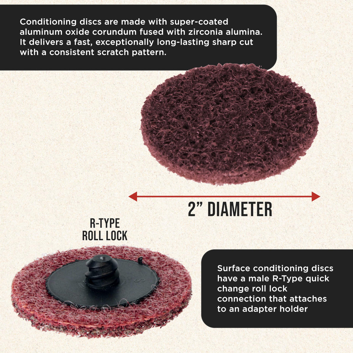 Dura-Gold maroon sanding disc smooths automotive paint and primers.
