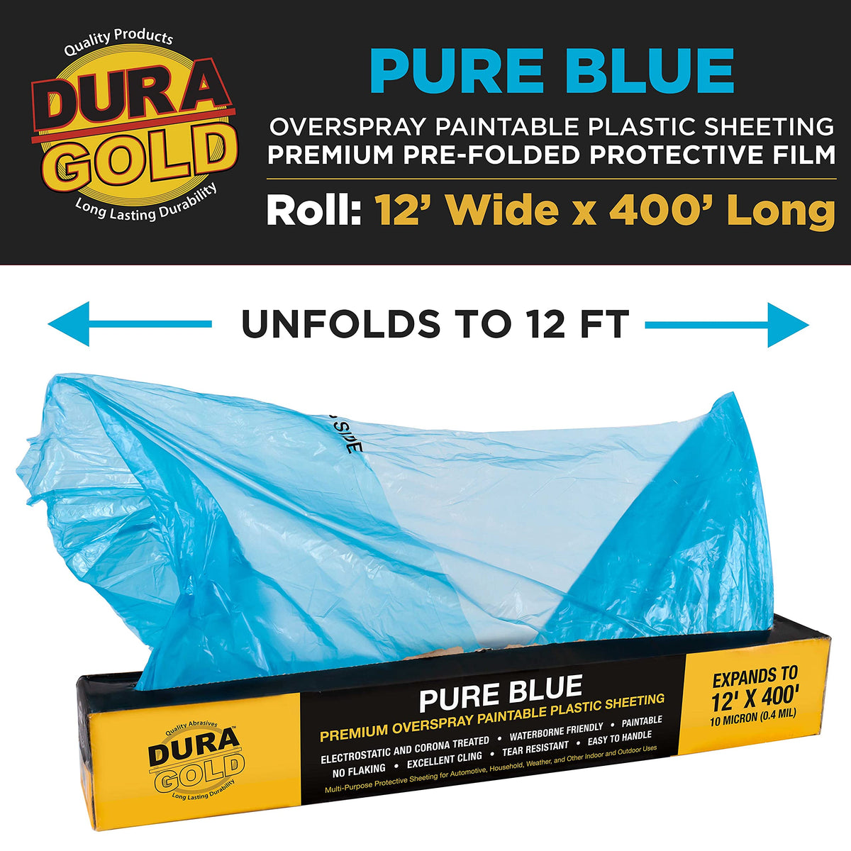 Dura-Gold masking-film close-up shows tear-resistant texture for durable coverage.