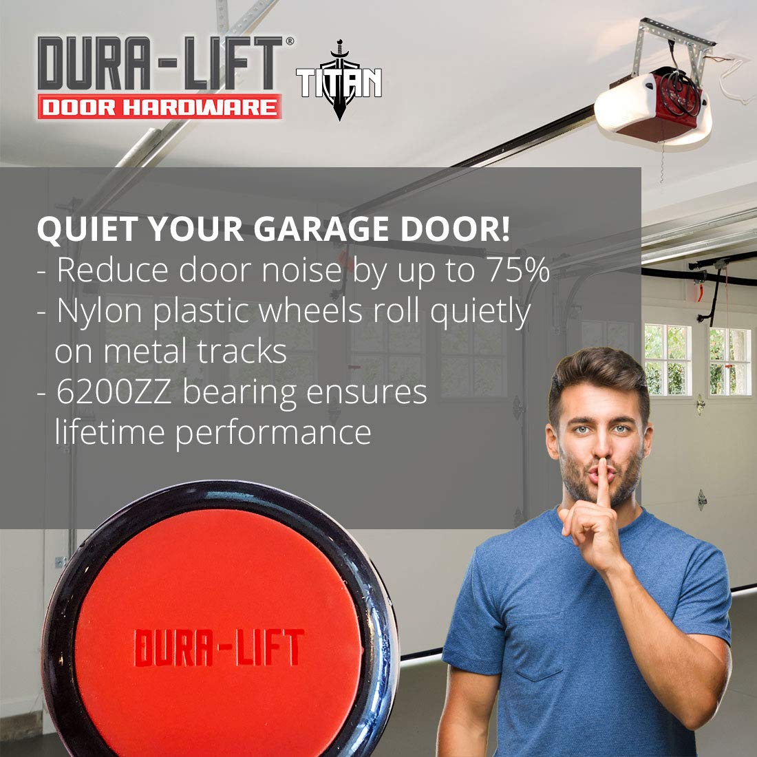 Sealed-cap detail on DURA-LIFT Titan Premium roller