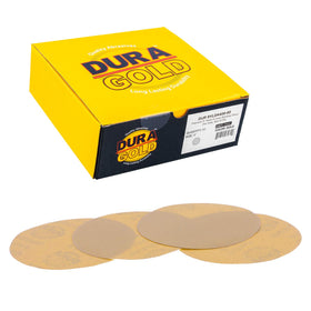 Dura-Gold 6in 400‑grit disc with no-hole pattern for dustless sanding.