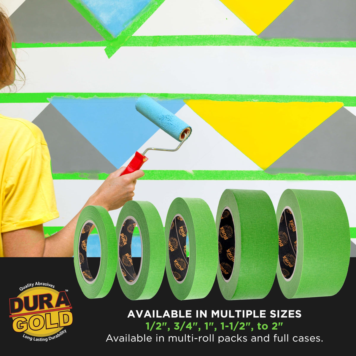 Versatile masking tape suitable for auto refinishing, detailing, industrial, DIY, and household projects.