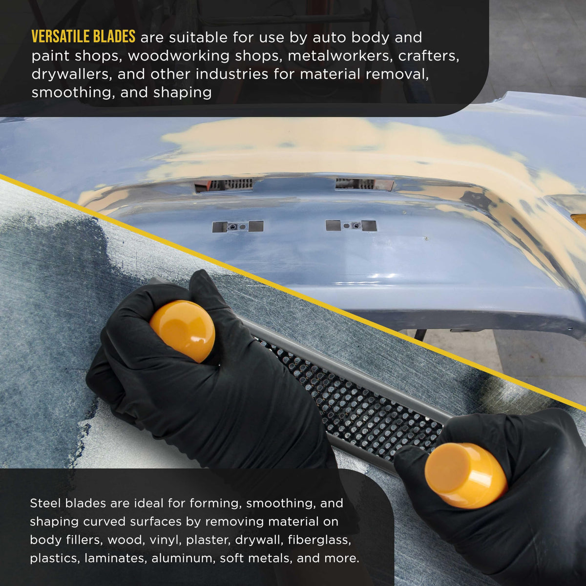 Dura-Gold open-port rasp steel blade ensures durable shaping with Surform holders.
