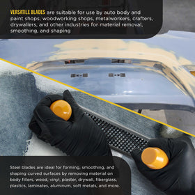 Dura-Gold open-port rasp steel blade ensures durable shaping with Surform holders.