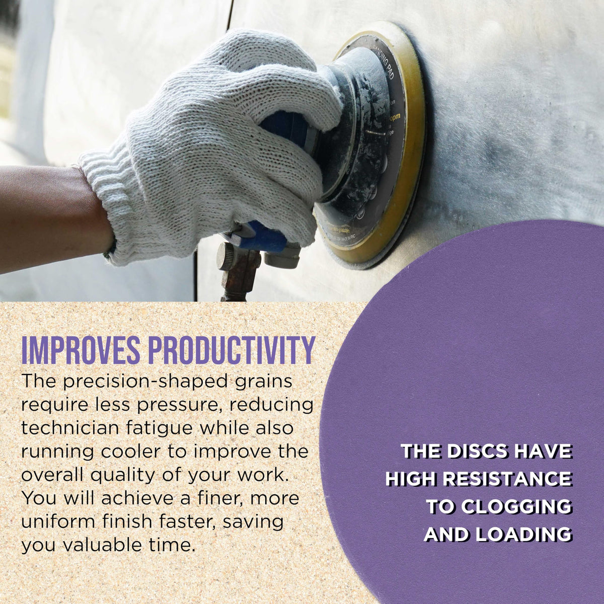 Dura-Gold disc ideal for woodworking and hardwood finishing.