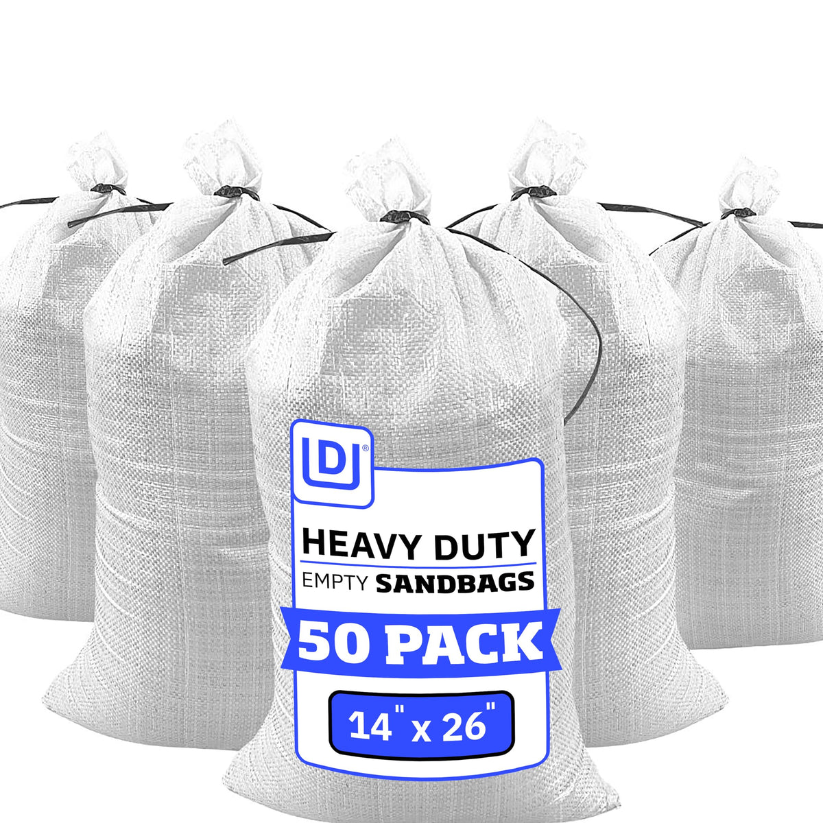 DURASACK empty sand bag with built-in tie strings for easy flood defense setup.