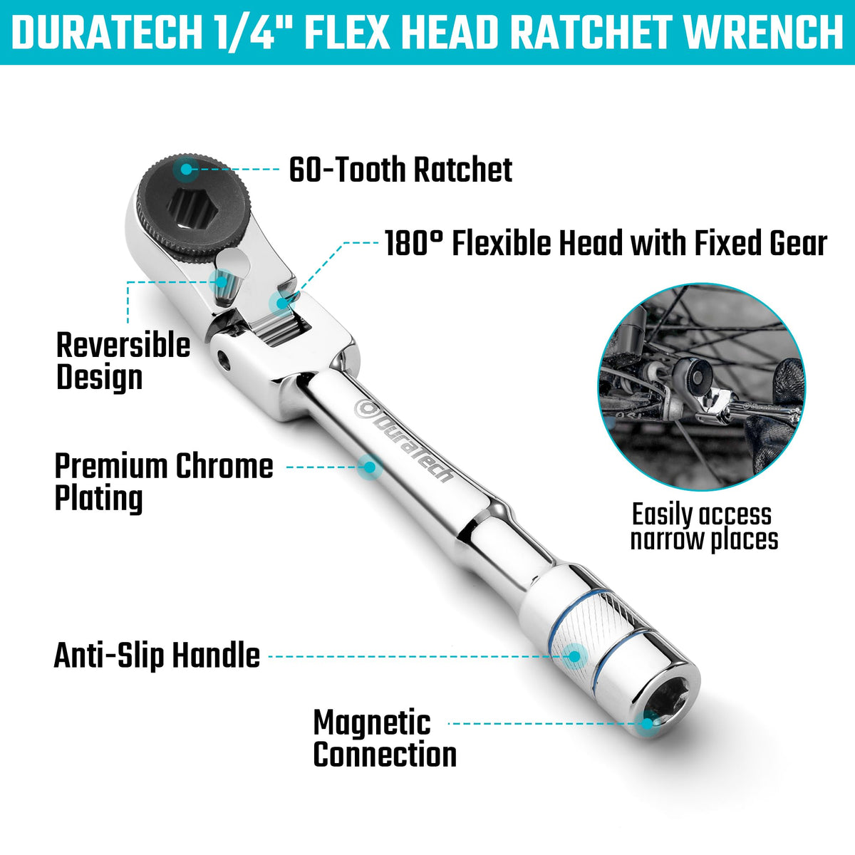 Duratech 1/4 drive socket adapter enabling quick socket compatibility