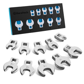 Duratech crowfoot wrench set close-up shows durable chrome finish for long-lasting use