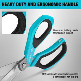 DURATECH 10-Inch scissors cutting fabric with serrated lower blade for less slipping