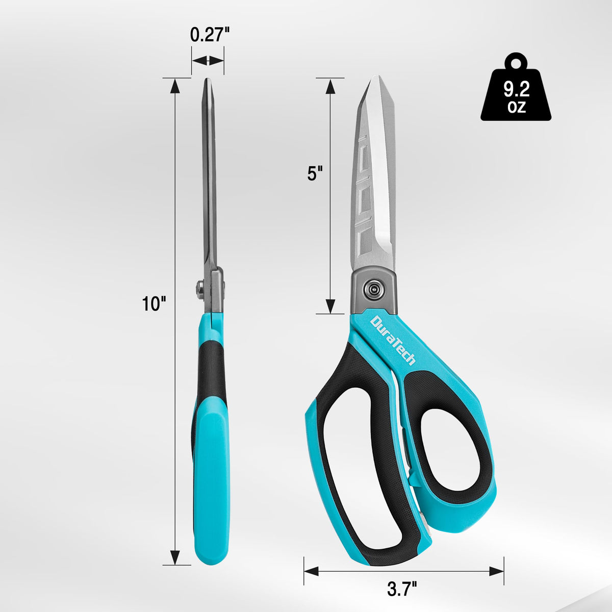 DURATECH 10-Inch ergonomic-handle scissors with non-slip grip for comfortable long use
