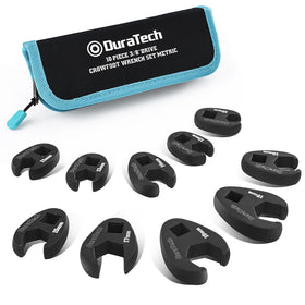 DURATECH crowfoot wrench set 10-19mm with zipper bag for tight spaces.