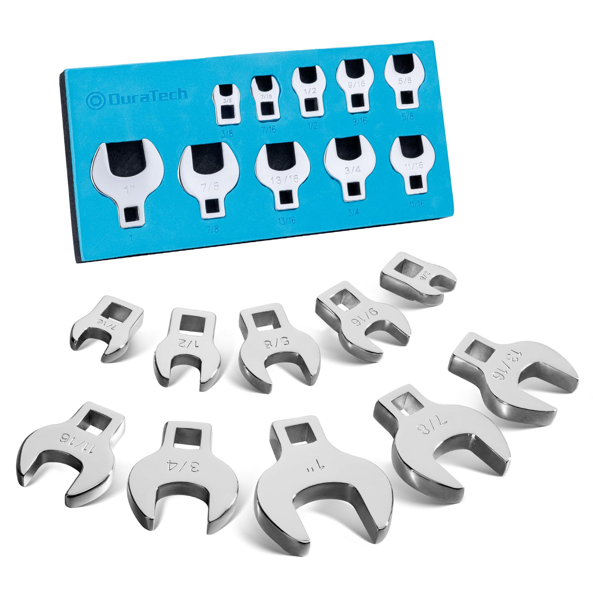 Duratech crowfoot wrench set 3/8 drive open-jaw design aids tight-space access