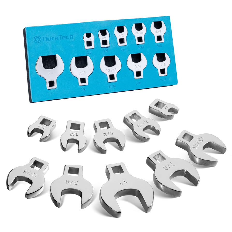 Duratech crowfoot wrench set 3/8 drive open-jaw design aids tight-space access