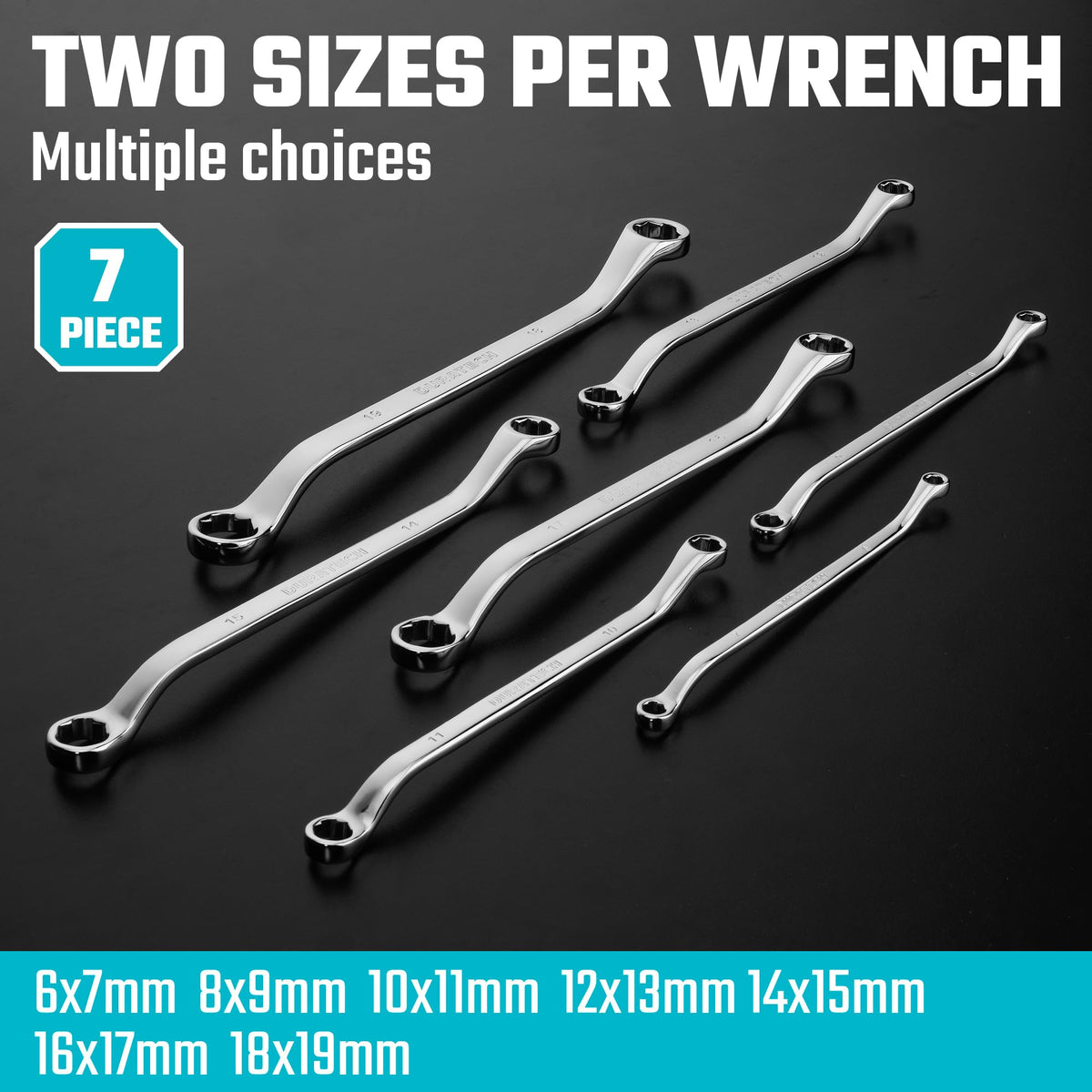 Duratech 10x11mm offset wrench with anti-slip grip for better control.