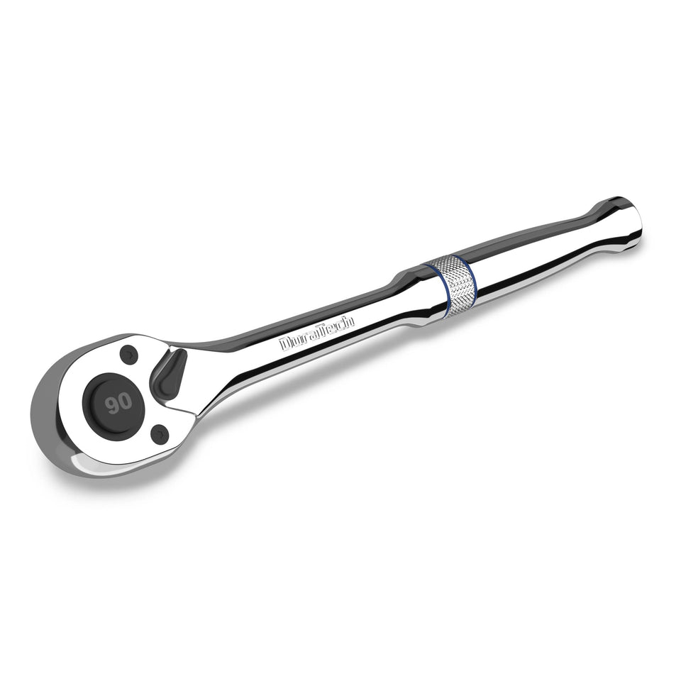 DURATECH 12-drive ratchet with 90-tooth precision for smooth torque in tight spaces.