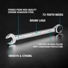 DURATECH 12-point box end supports reliable torque without rounding bolts.