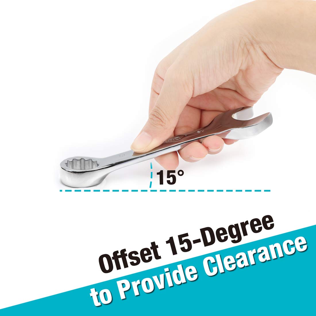 DURATECH 12-point box end with 15-degree offset for clearance.