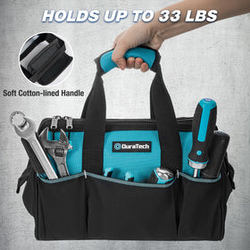 Interior organization in the DURATECH bag with 4 compartments for neat tools.