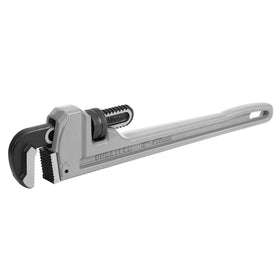 DURATECH 18-inch aluminum pipe wrench with a comfortable handle grip for reduced fatigue.