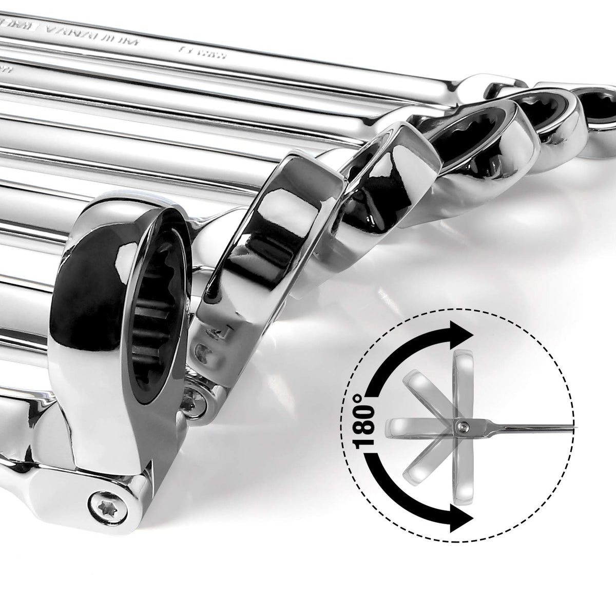 DURATECH 180-degree rotating flex heads enable precise angles.