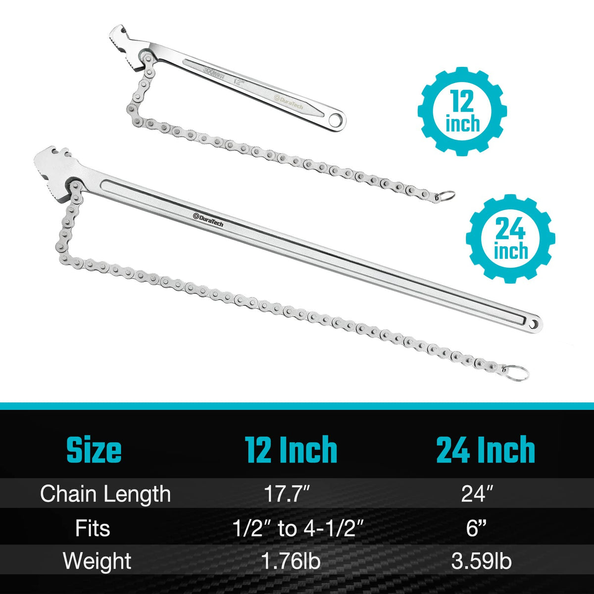 DURATECH 24-Inch chain wrench adjustable diameter up to 6 inches.