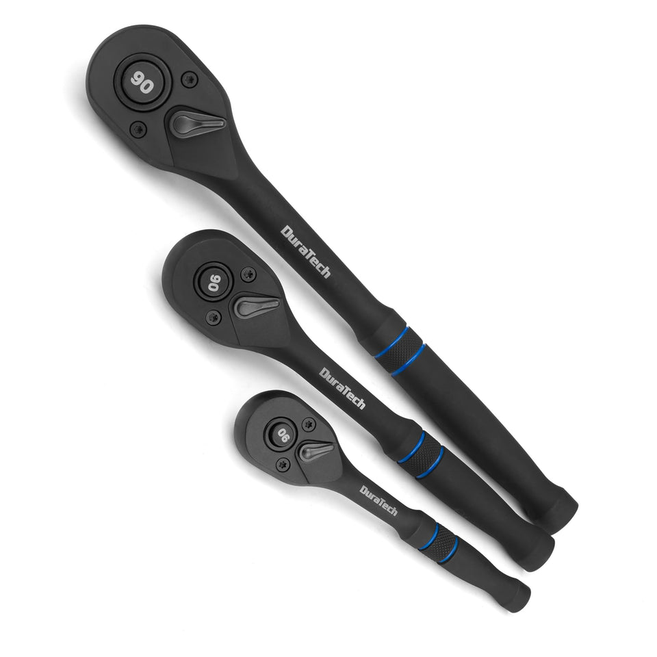DURATECH 1/4-inch drive ratchet with ergonomic grip for extended comfort.