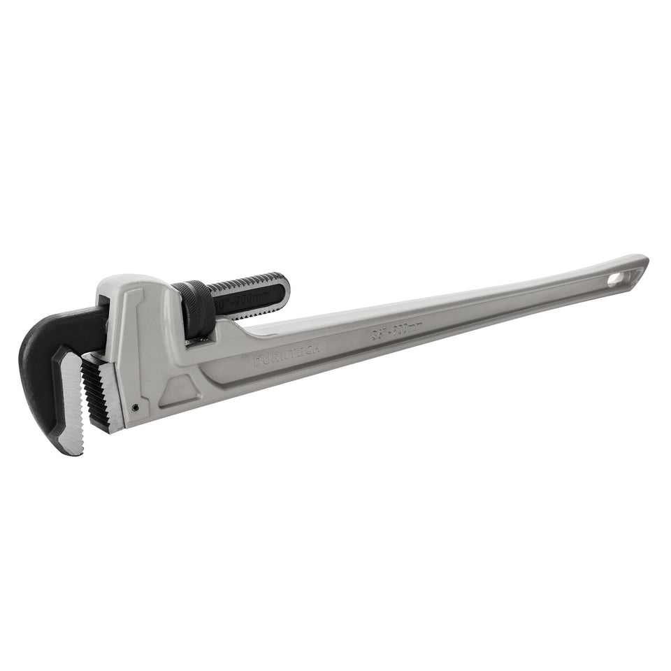 DURATECH 36-inch aluminum pipe wrench front view for heavy-duty plumbing tasks