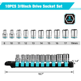 Duratech 3/8in drive socket set 11mm six-point grip reduces rounding
