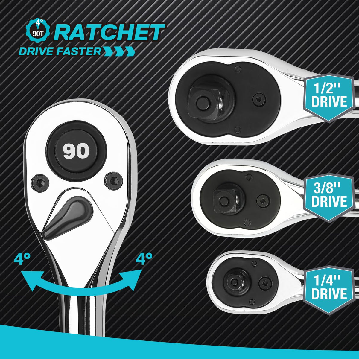 DURATECH one-half-inch drive ratchet handles heavy-duty fasteners with ease