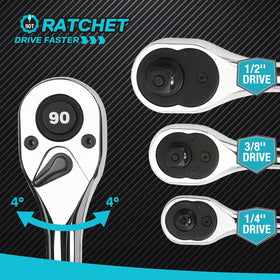 DURATECH one-half-inch drive ratchet handles heavy-duty fasteners with ease