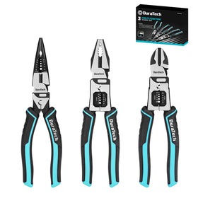 DURATECH 3-piece pliers set package showing a complete professional toolkit