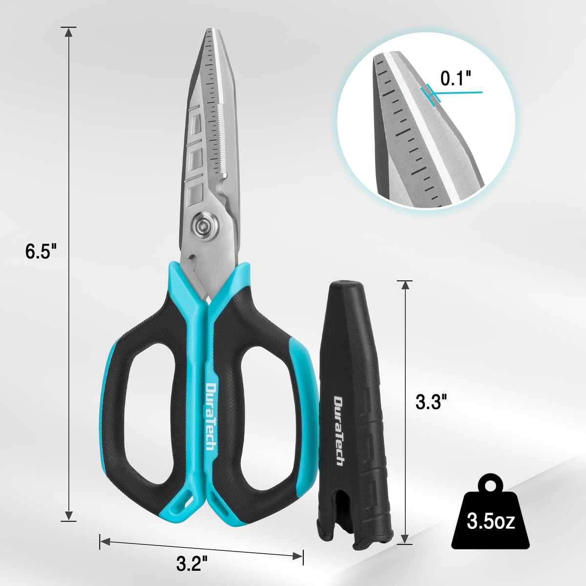 DURATECH 4-in-1 multipurpose scissors cut wires with precision.