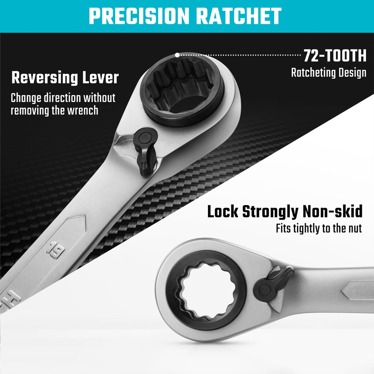 Duratech 4-in-1 reversible ratcheting box wrench 12mm end with 72-tooth ratchet.