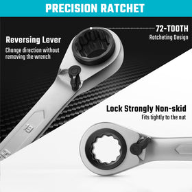 Duratech 4-in-1 reversible ratcheting box wrench 12mm end with 72-tooth ratchet.