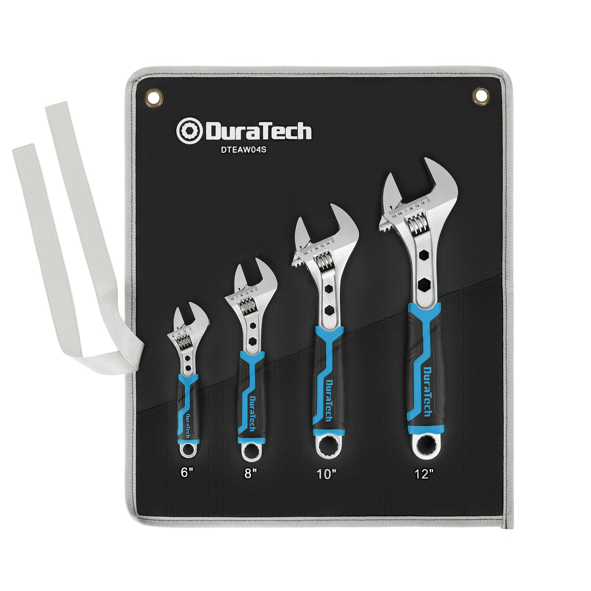 DURATECH 4-piece adjustable wrench set main view highlighting range and versatility