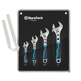 DURATECH 4-piece adjustable wrench set main view highlighting range and versatility
