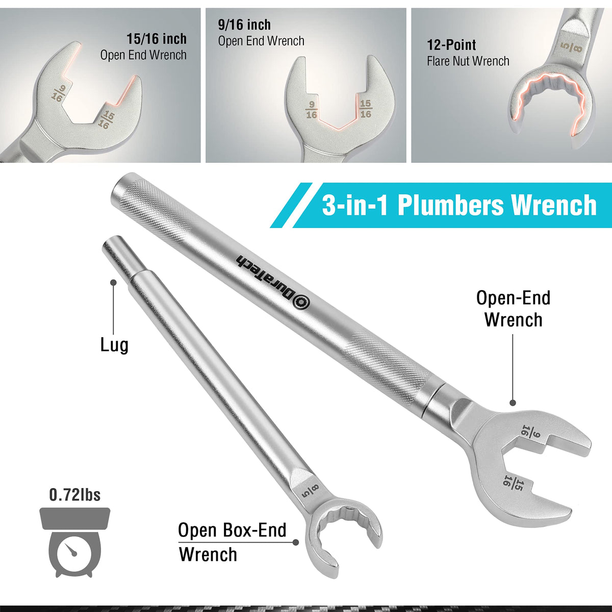 DURATECH 4-Way Sillcock Key demonstrates easy water access across multiple fittings.