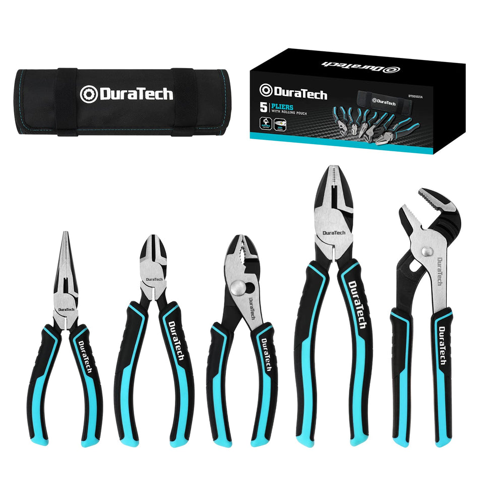 DURATECH 5-piece pliers set shown with components for versatile tasks