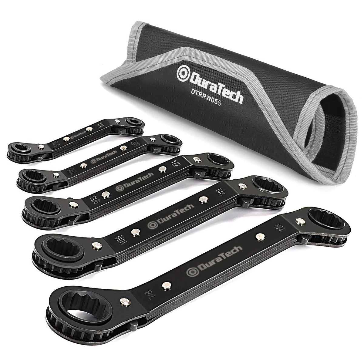 Duratech 5pc double offset wrench set in case for confined spaces.