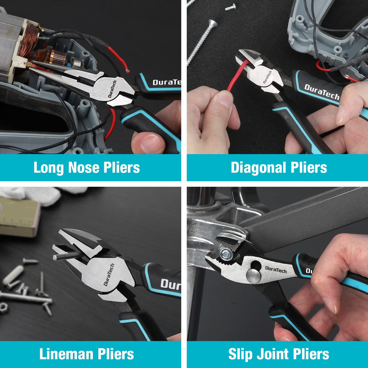 DURATECH 6-inch long nose pliers for precision grabbing.
