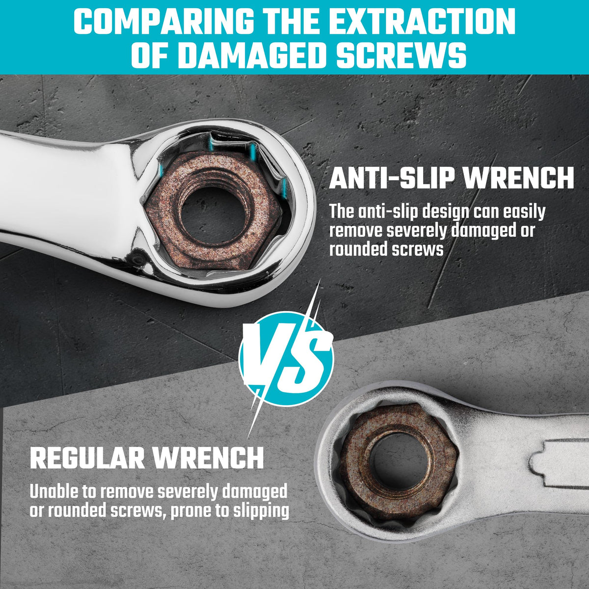 Duratech 6x7mm offset wrench for tight bolt access in confined spaces.