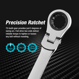 DURATECH 72-tooth ratchet gear enables minimal swing for cramped work zones