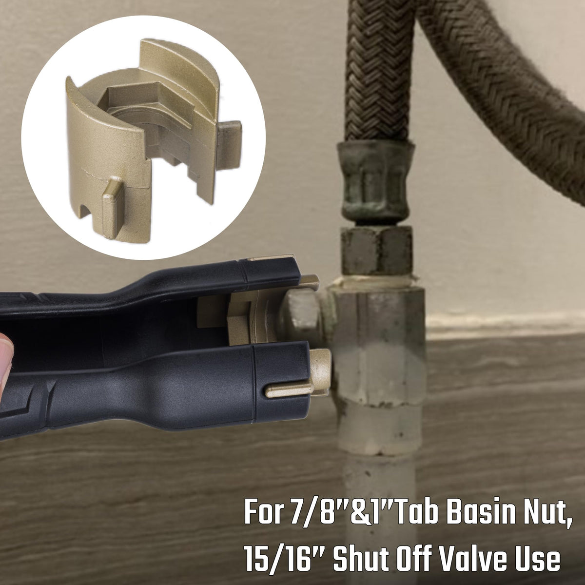 DURATECH unique handle view shows inserted wrench removing sink filter.
