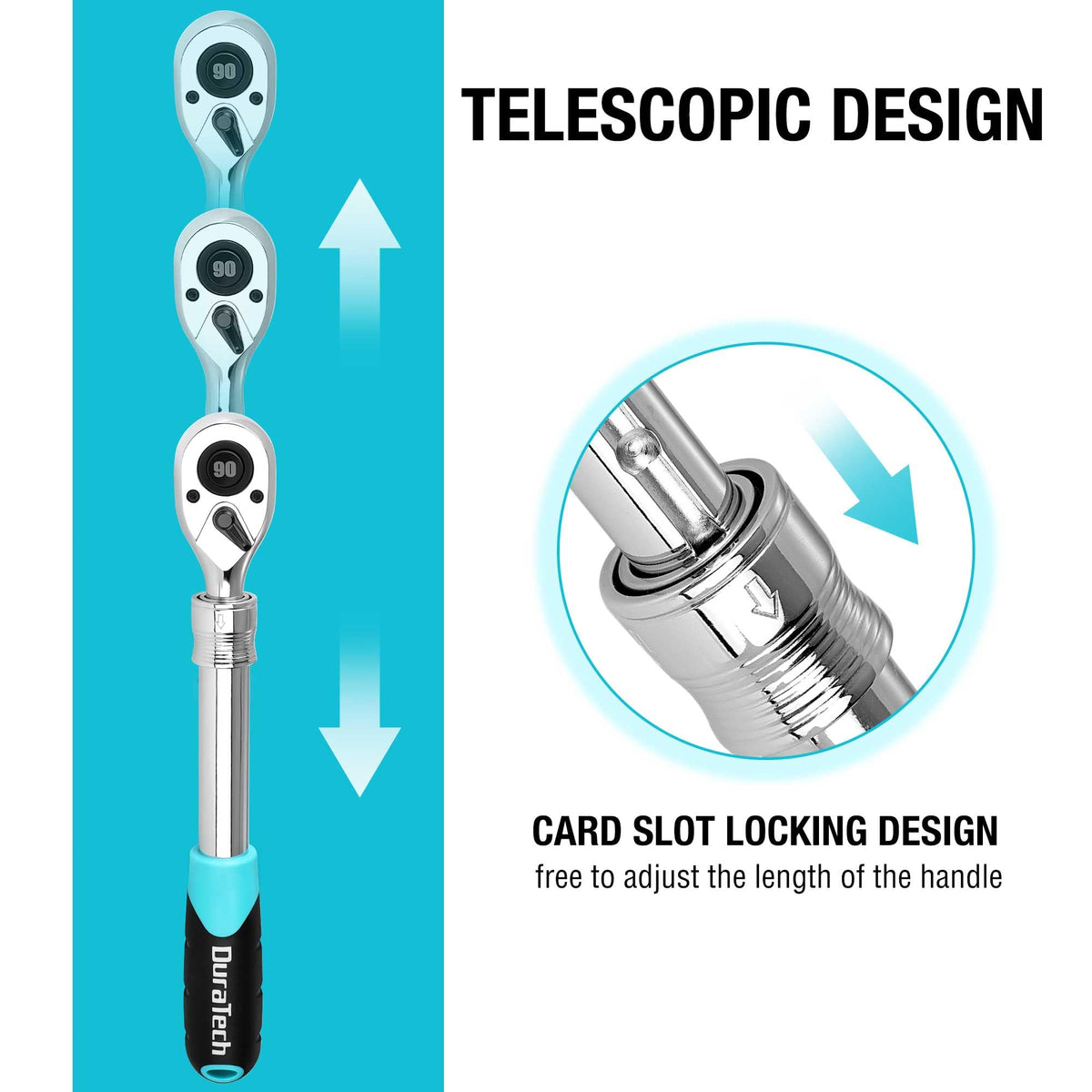 Duratech 90-tooth gear close-up for smooth, precise ratcheting in confined areas