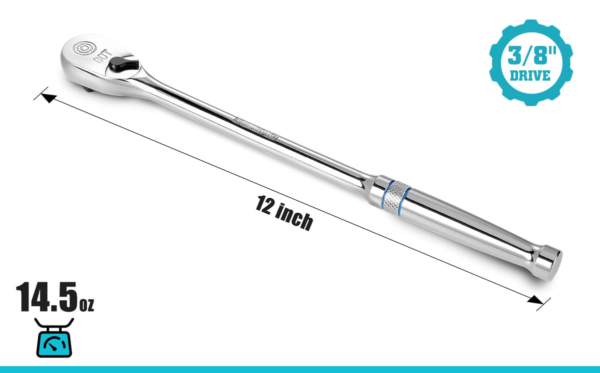 DURATECH 90-tooth gear ratchet for precise turns in cramped areas.