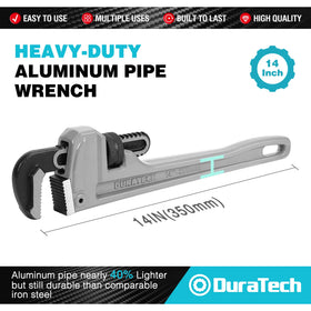 DURATECH adjustable plumbing wrench highlighting easy adjustments and secure grip.