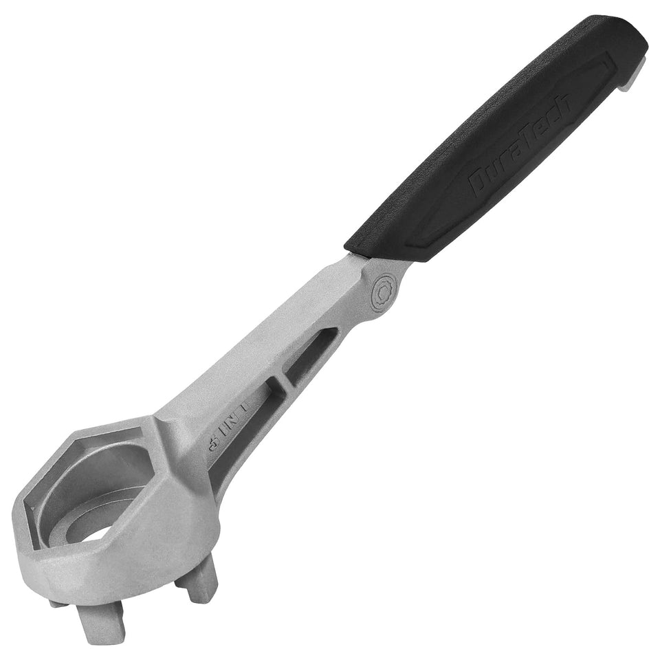 Duratech aluminum drum wrench opening a 2-inch bung safely.