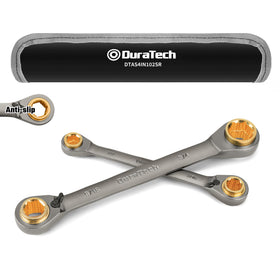 DURATECH anti-slip 4-in-1 wrench set with rolling pouch for field repairs.
