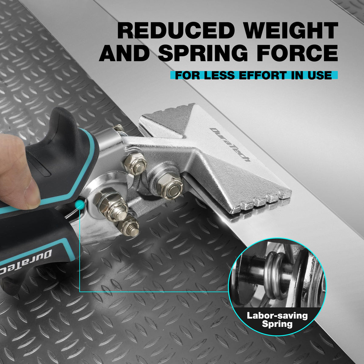 Duratech anti-slip jaw pattern grips metal securely during work