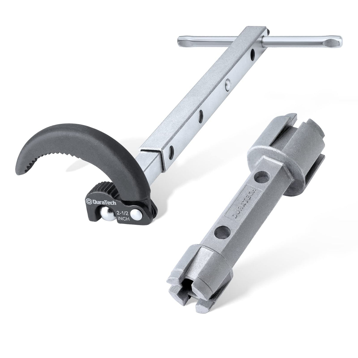 DURATECH basin wrench with telescoping large jaw reaches large nuts under sinks.