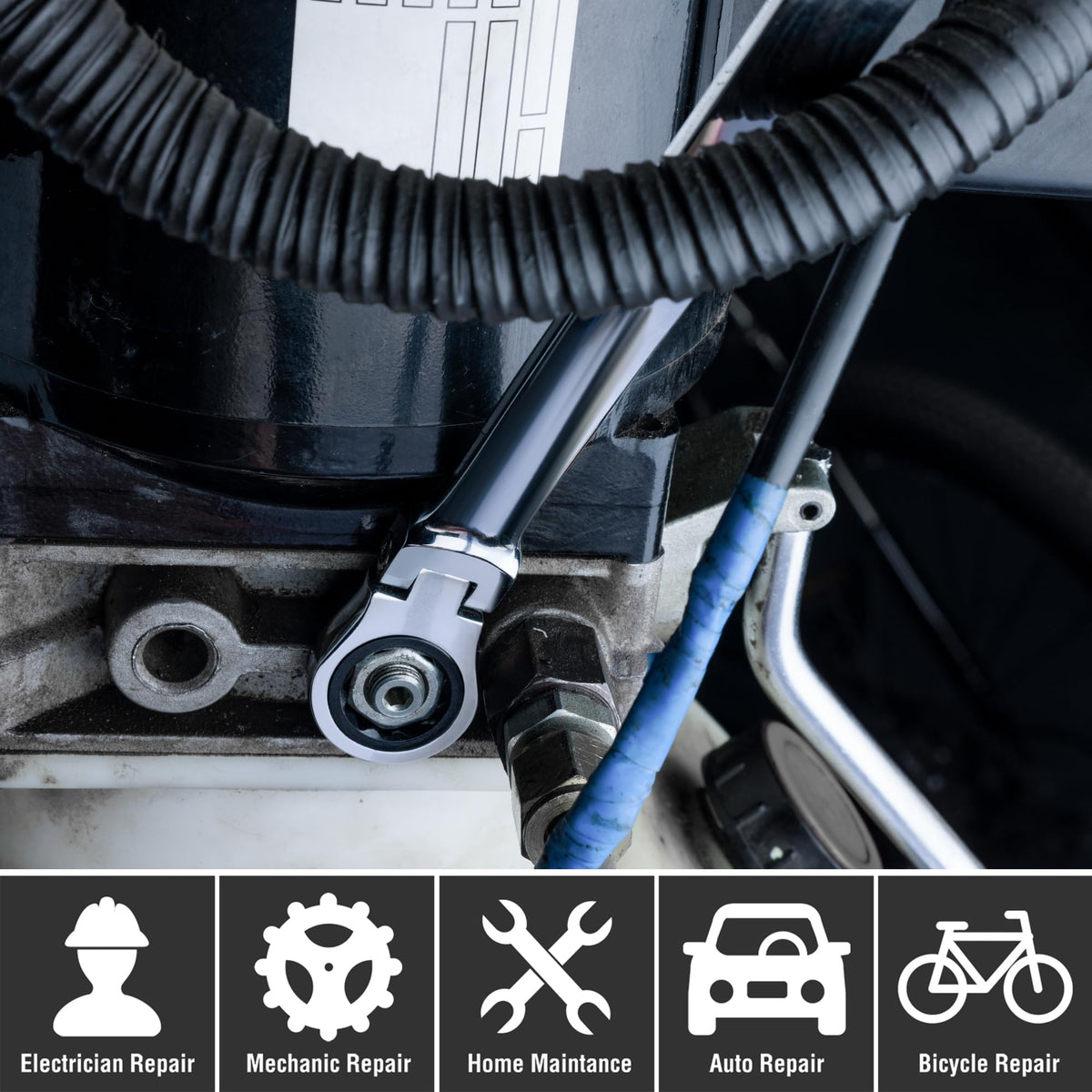 DURATECH box-end ratchet allows fastener turning without removing the wrench